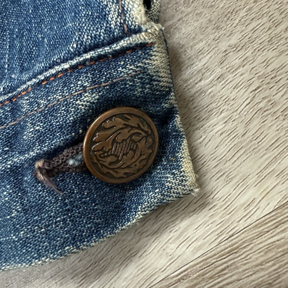 Vintage 1940s Dickies Type 1 Denim Jacket Buckle Back Cinch Selvedge Dark Sz 38 - Picture 7 of 9